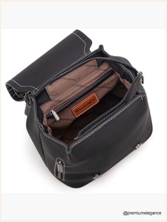 Vegan Leather Mini Backpack Purse Convertible Shoulder Bag Colorblock Cow Print main image 5